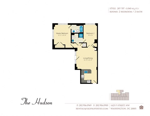 The Hudson 07 Floor Plan at The Hudson Apartments, Washington, DC 20005